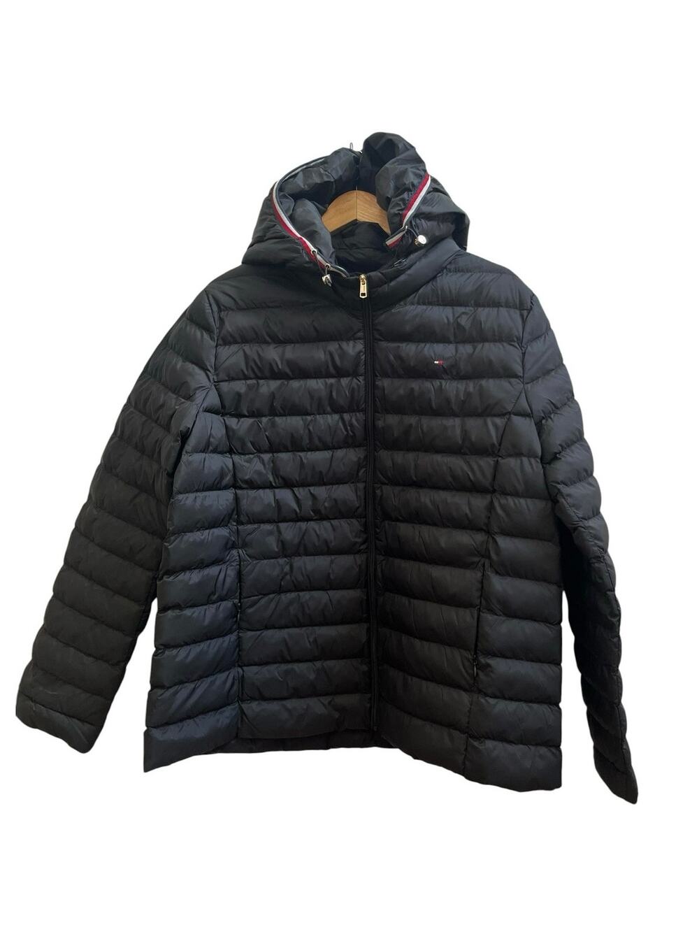 Tommy Hilfiger New Black Lightweight Packable Thermal Hooded Puffer Jacket XXL